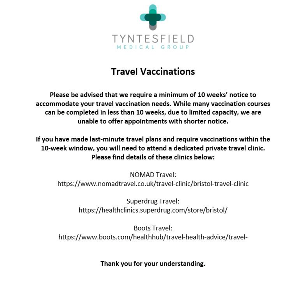 Travel vaccination information